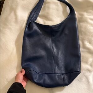 Blue Leather Hobo Bag